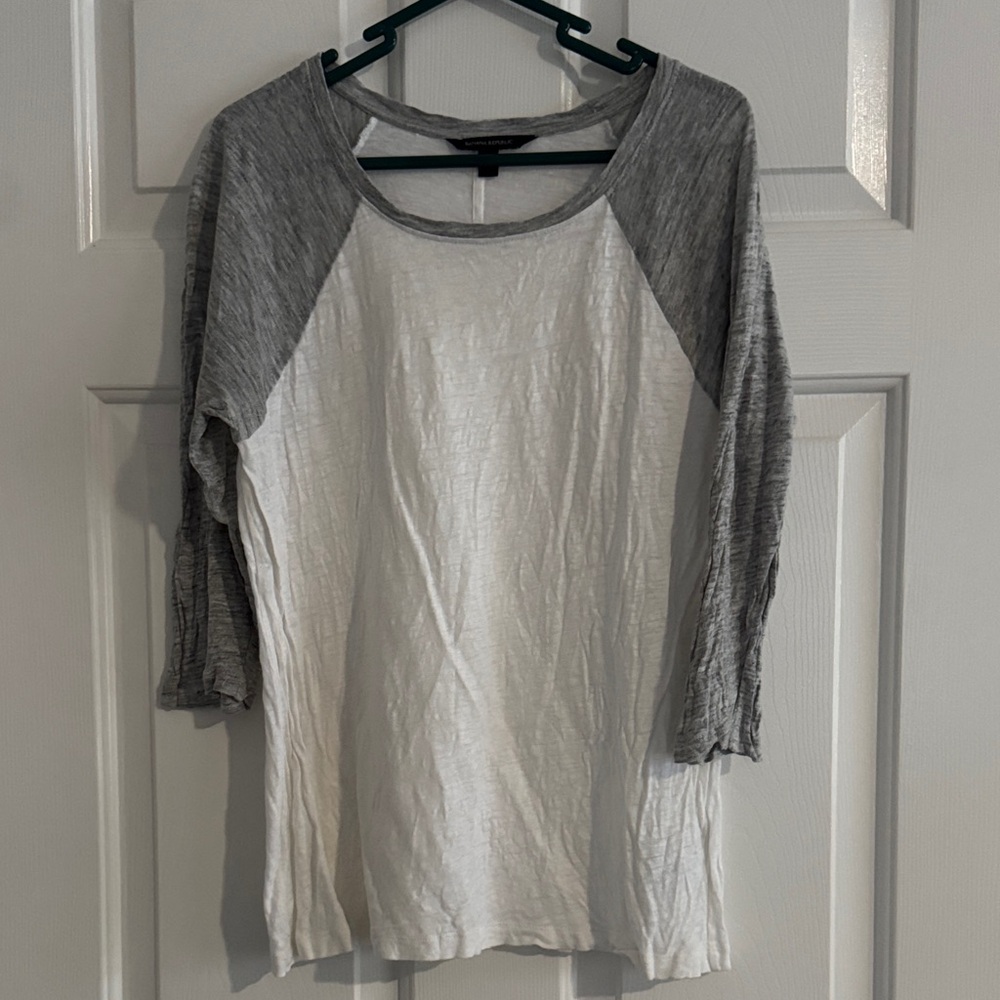 Women’s White and Gray Raglan Sleeve Tee